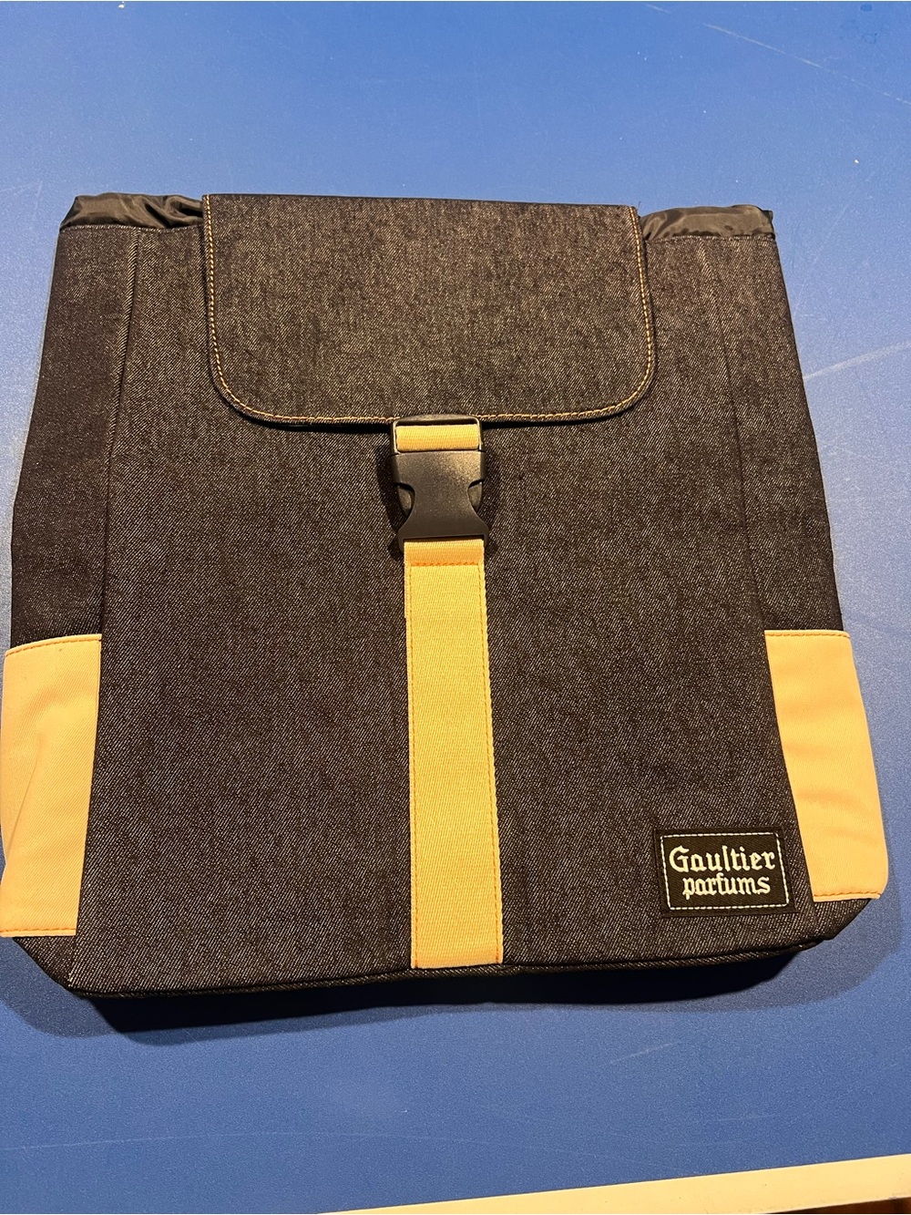 Jean Paul Gaultier Blue White Denim Backpack Bag